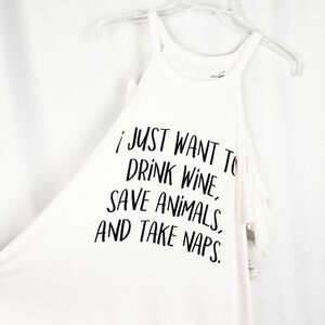 DRINK WINE Save Animals Take Naps graphic tee NWT